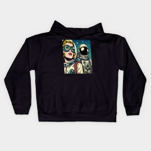 Pop Art Astronauts in Space Comic Book Style Kids Hoodie